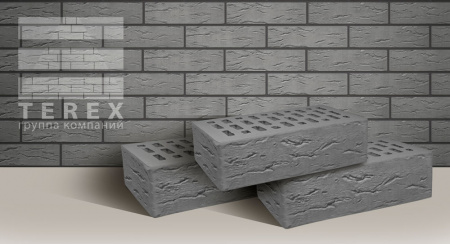 Кирпич Terex лицевой пустотелый Серый, рустик