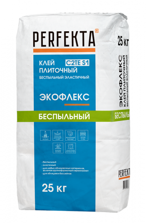 Клей плиточный беспыльный эластичный Экофлекс C2TE S1, 25 кг